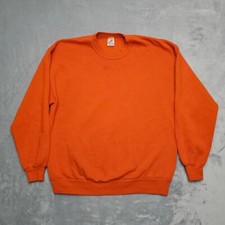 VTG Jerzees Sweatshirt Mens XL Orange Long Sleeve Pullover Crewneck Made in USA