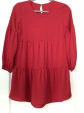 Red Long Sleeve Dress, Girls, Measurements In Description NWOT, Christmas