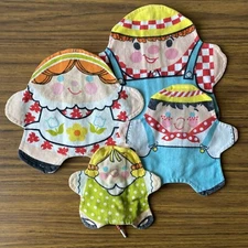 Vintage 1970's Fisher Price Stuffins Family Learning Puppets. Complete Set