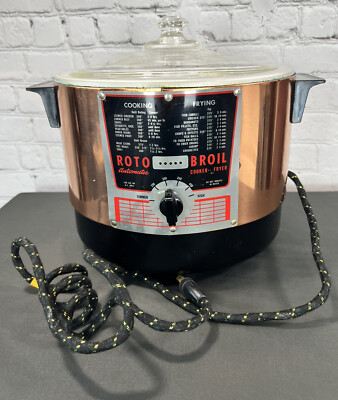 Vtg Supermatic Roto Ray Broil 400 6 qt. Automatic Cooker Fryer Copper w ...
