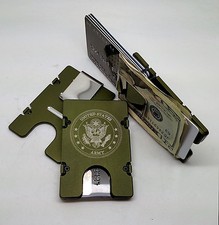 U.S. Army, Billet Aluminum Walle/Credit Card Holder, RFID protection, Green