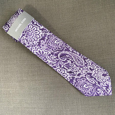 Michael Kors Men's Neck Tie Purple Paisley Silk/Lyocell Blend MSRP 69.50