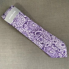 Michael Kors Men's Neck Tie Purple Paisley Silk/Lyocell Blend MSRP $69.50