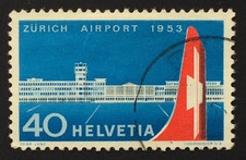 Schweiz🇨🇭1953 Mi-Nr 585 gestempelt sehr gut erhalten sh Foto, Flughafen Zürich