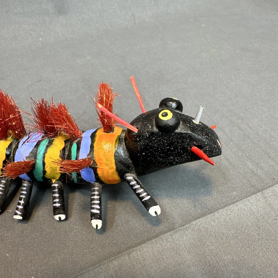 VTG Oaxacan Wood Carving Prickly Centipede  by Albina Ortiz VTG ****READ ALL - Image 3 of 4