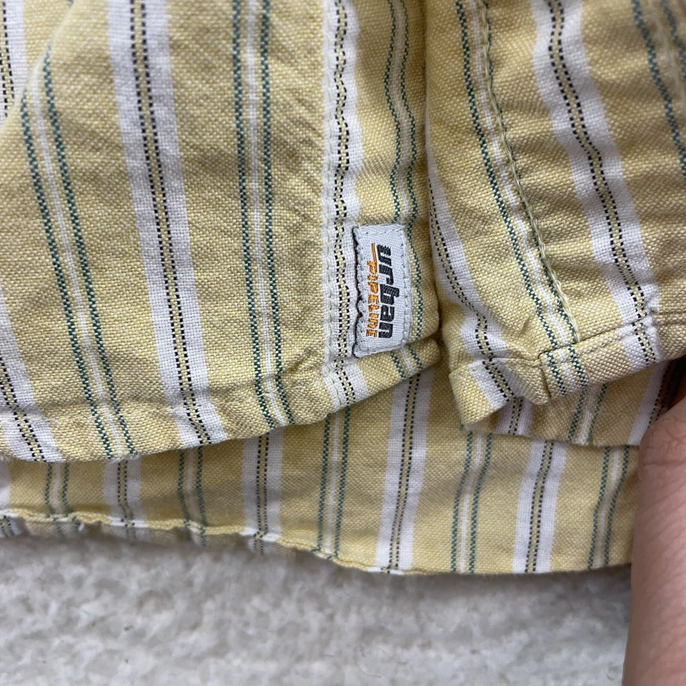 Camisa de Vestir Y2K Vintage Urban Pipeline Abotonada Grande Para Hombre Amarillo Rayas Foto 4 de 4
