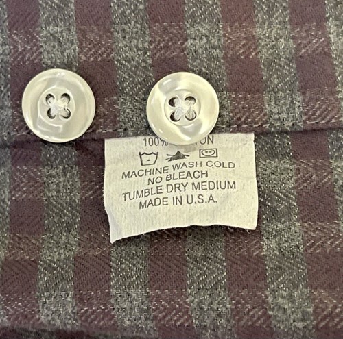 J. Press Shirt Men XL Extra Large Gray Purple Check Long Sleeve USA Made - Picture 4 of 4