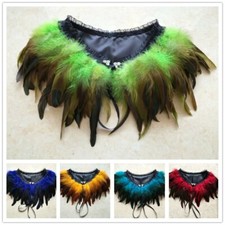 Feather Cape Jacket Cloaks Collar Wrap Poncho Tassel Costume Fancy Dress