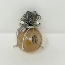 Katherine's Collection Retired Orange Silver Jeweled Ball Ornament Flower Etched