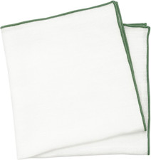 White Pocket Square with Embroidered Color Edge