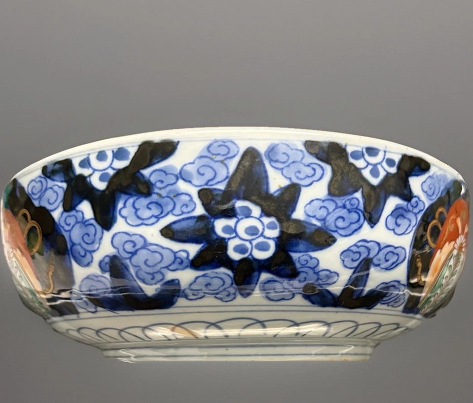 Антикварная японская фарфоровая чаша Imari 10 3/4 дюйма x 4 дюйма - Meiji c 1868–1912 гг. - ТЯЖЕЛАЯ! - Изображение 4 из 4