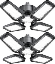 Garage Light 2 Pack 120W, 12000LM LED Lights for Garage with 4 1 Deformable Pane