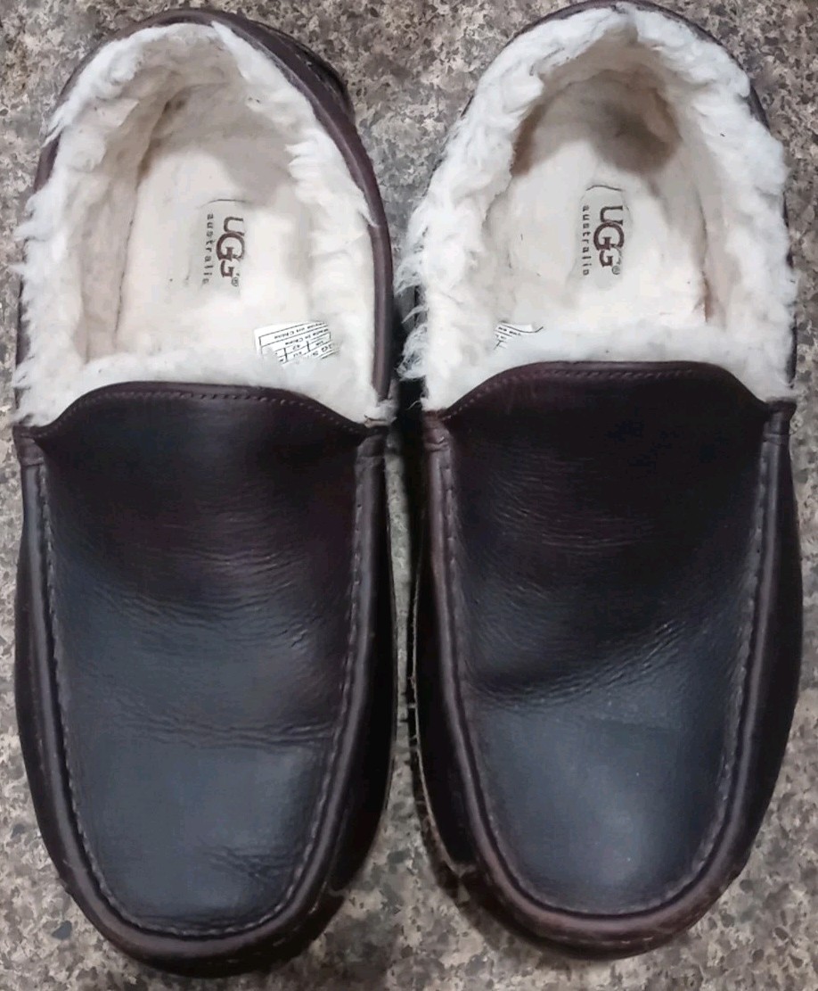 Mens Sz 9 Dark Brown Shearling Fur Lined Great Shape