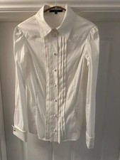 Gucci Ladies White Tuxedo Bib-Front Dress Shirt w/Gold Plated Cuff Links Size 42