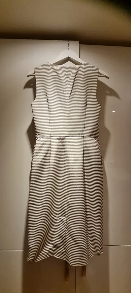 Fenn Wright Manson Women's Grey/White Stripe Silk Occasion Dress Size 10 - Image 4 of 4