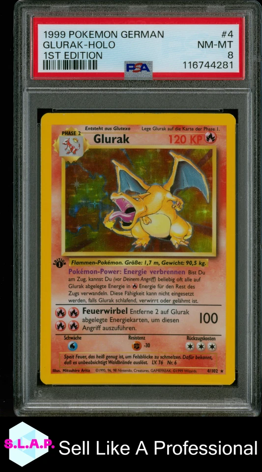 GLURAK-HOLO 1ST EDITION POKEMON GERMAN 1999 4 PSA 8