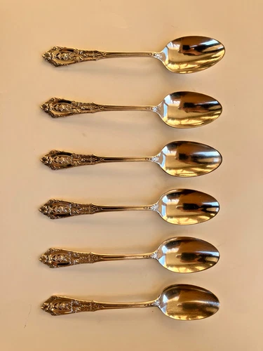 Wallace Rose Point Sterling (1934) Teaspoons Set of 6 Replacement No Monograms