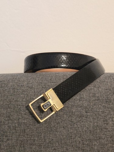Vintage Unisex Christian Dior Black Snake Leather Belt