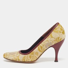 DG Multicolor Brocade Fabric Round Toe Pumps Size 37.5