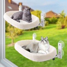 Sunhoo 2PCS Cat Window Perch Hammock Cordless Kitty Sunny Bed Seat M, White