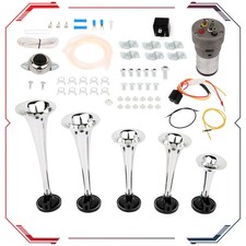 5 Trumpet Car Silver Dukes Of Hazzard Air Horn Musical Sound Compressor Kit