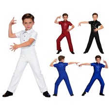 Boys Leotard Rave Jumpsuit Tango Bodysuit Short Sleeve Practice Buttons Decor