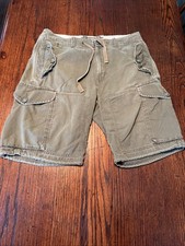 American Eagle Men s 33 X 11 Olive Green Canvas Cargo Shorts Cotton/drawstring