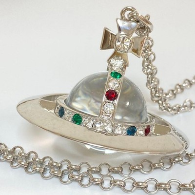 新品Vivienne Westwood Vivienne Westwood Necklace Medium Orb Silver Clear Top 6.5 x 6cm C