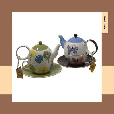 Keramik Tea For One Set (Teekanne, Tasse und Untertasse).