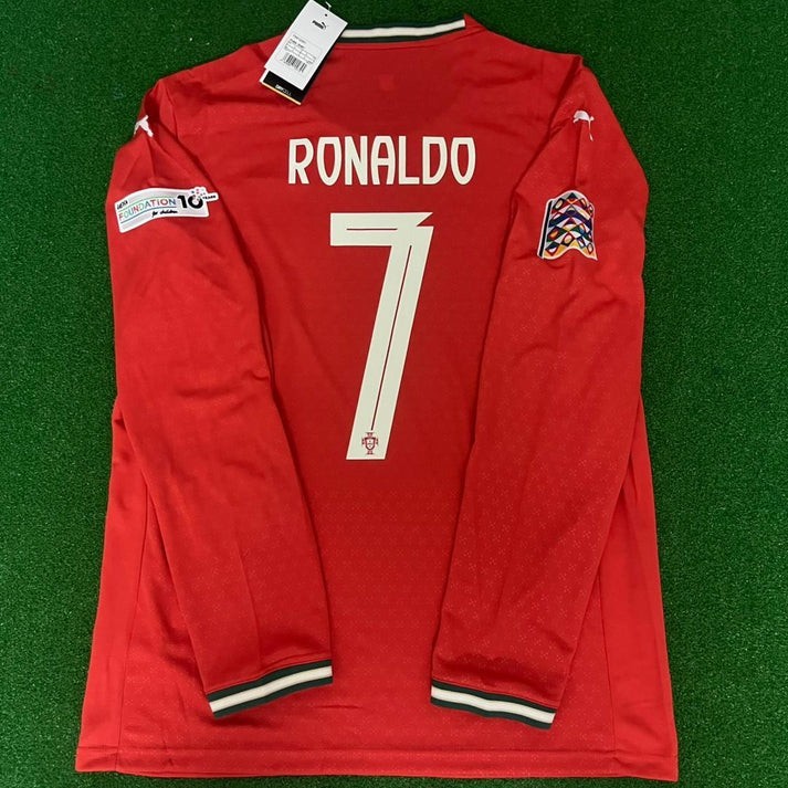 【レア】Portugal RONALDO 7 長袖ユニフォーム L Ronaldo 7 Portugal Jersey Red 2026 Size L Retro Football Home LS