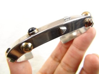 John Atencio Heavy 52g BIG 7" Sterling 18K Amethyst Citrine Cuff Bracelet