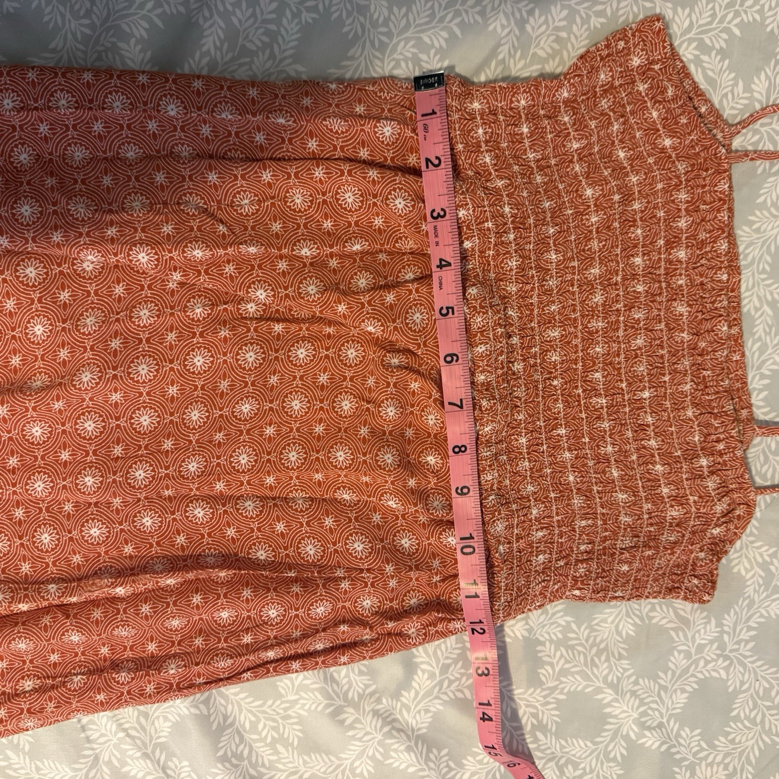 Uniqlo Rust Red Smocked Maxi Summer Spring  Dress, Small thumbnail 8