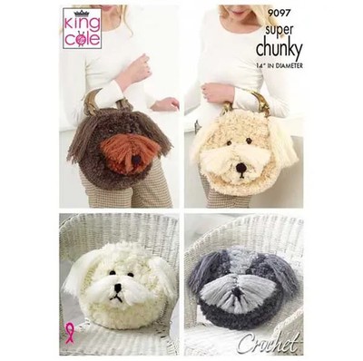 King Cole 9097 Damen Mädchen Häkelanleitung Super Chunky Yarns Taschen, Pyjama Etui