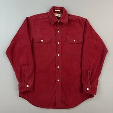 Vintage St Johns Bay Shirt Mens Medium Red Chamois Flannel Hunting USA 70s 80s