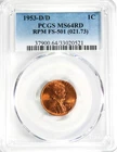 1953-D/D Lincoln Cent PCGS MS64 RD "RPM FS 501" #GA6-21