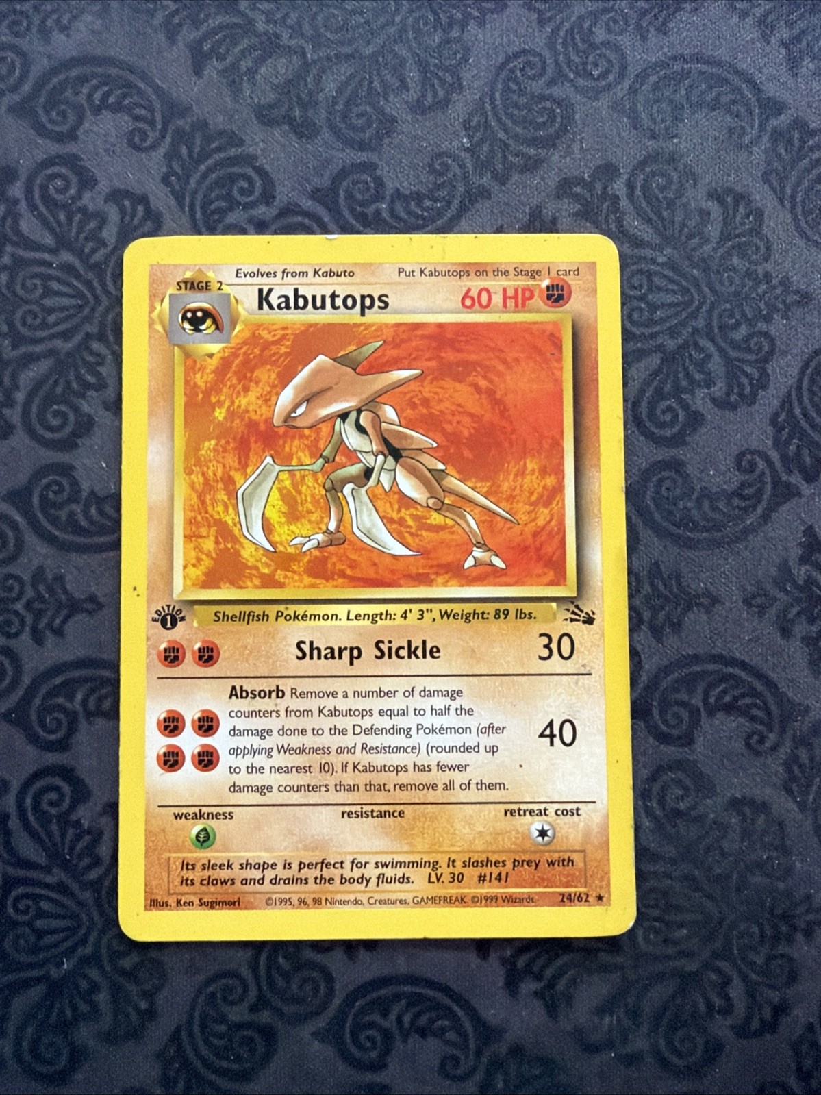 Kabutops 24/62 Rare Fossil Pokemon 1st Edition