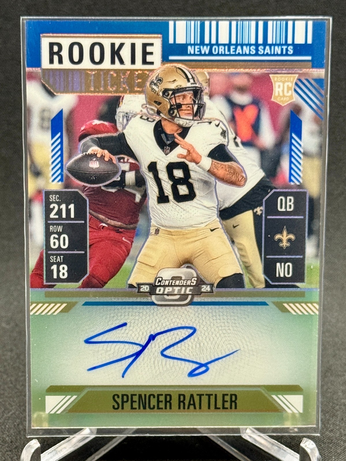 2024 Contenders Optic - Spencer Rattler - Rookie Ticket Auto - Teal /99 - RC