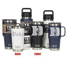 DUKE BLUE DEVILS YETI Laser Engraved Tumblers, Mugs, Can Colsters and Bottles