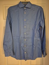 Charles Tyrwhitt Extra Slim Fit Dress Shirt 15 33 Blue Non-Iron Long Sleeve Mens