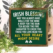 Traditional Irish Blessing Wooden Plaque St Patricks Day Home Desktop Decoration