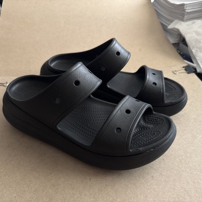 CROCS Classic Crush Black 2-Straps Sandals - Mens 13