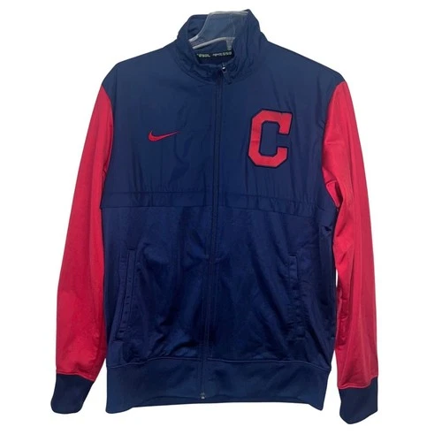Nike Bsbl Cleveland Guardians Full Zip Jacket Blue and Red Size Medium - product listing photo