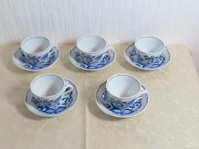 Set of 10 Hutschenreuther Onion Pattern Coffee Cups + Saucers! N54