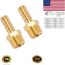2 Pack Brass Hose Fitting, Adapter, 3/8" Barb x 3/8" NPT Male Pipe