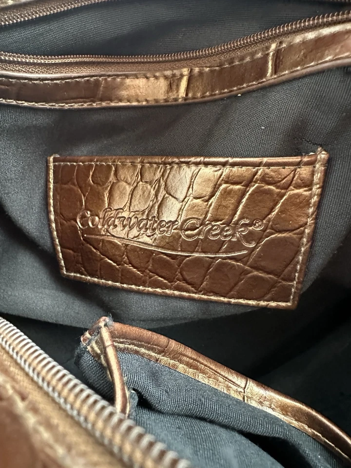 Coldwater Creek Women’s Gold Brown Double Handle Purse - Image 2 of 4