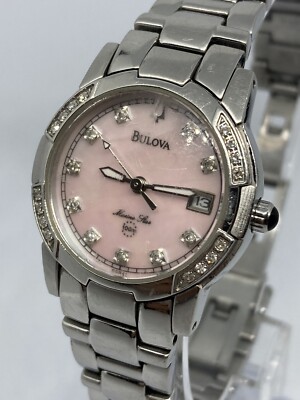 Bulova Marine Star Women’s Diamond Bezel Bracelet Watch Bulova Women main image 3