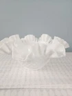 Vintage Fenton Hobnail White Milk Glass Crimped Ruffled Edge Bowl 9.75" Diameter