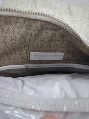 Isaac Mizrahi Schultertasche aus weißem Kieselleder mit Akzent-Seitenquaste - Bild 8 von 16