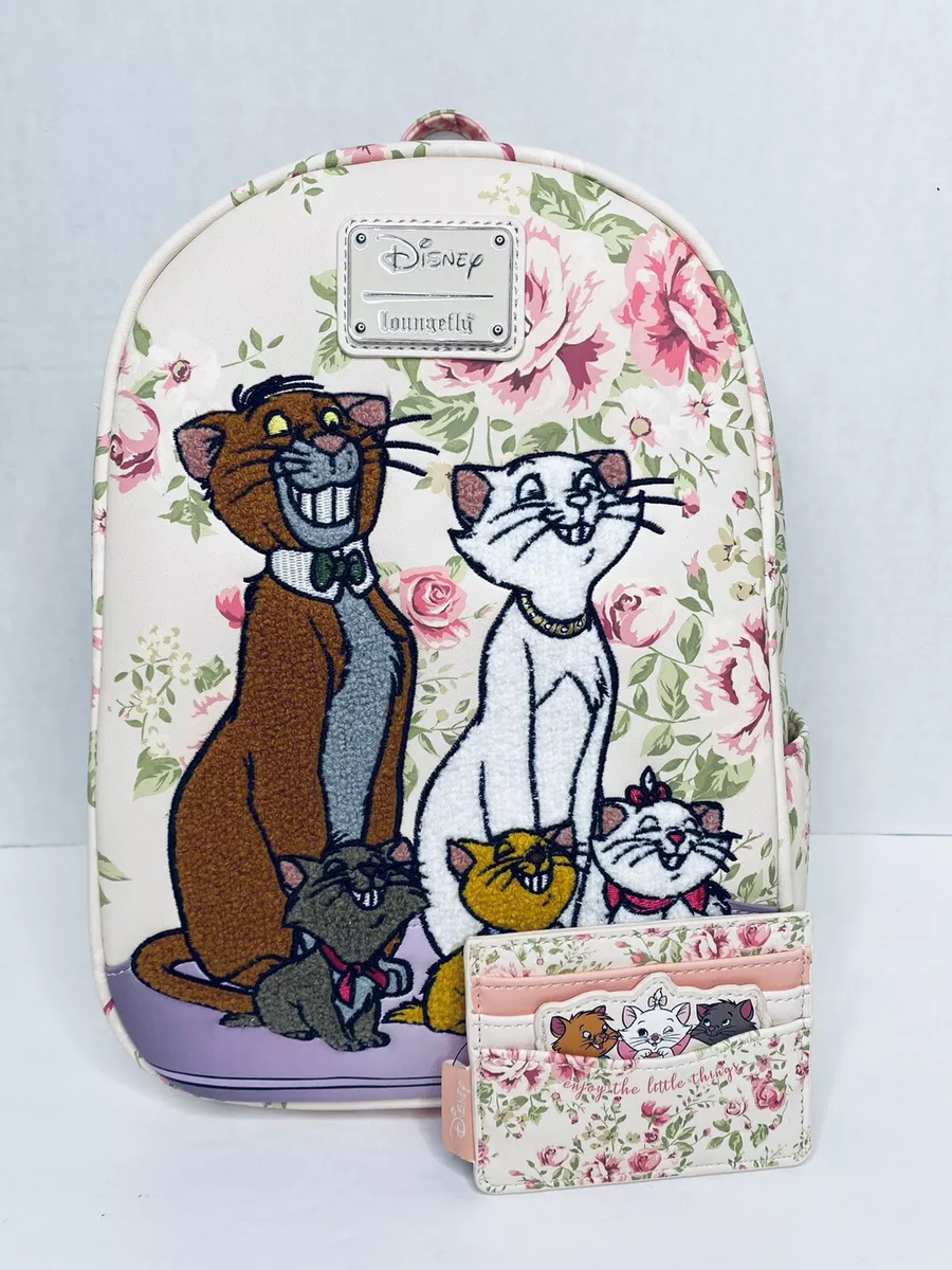 Loungefly Disney The Aristocats Floral Chenille Mini Backpack Cardholder NWT
