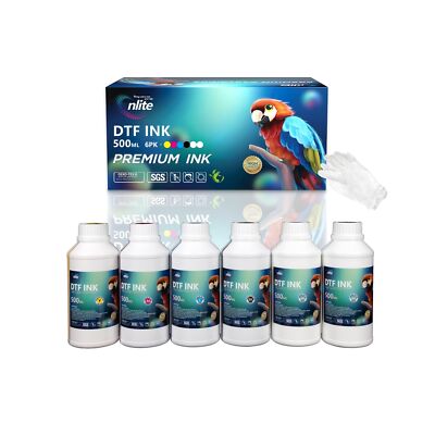 Enlite Premium DTF Ink 500ML Combo Pack, Pigment Ink for PET Film Heat Transf...